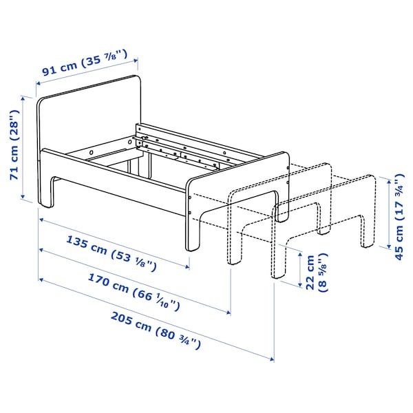 Cama SLÄKT com estrado Luroy 80X200cm  (Ikea) Rosa