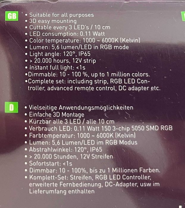 Taśma led wodooporna RGB 5m z pilotem, 3 led na 10cm