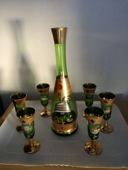 Conjunto de Garrafa +6 Copos em Vidro Italiano