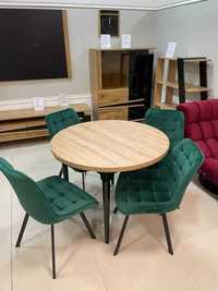(121) Stół okrągły rozkładany + 4 krzesła, nowe 1190 zł