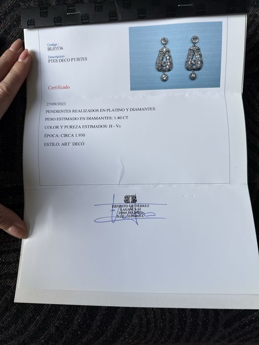 Kolczyki Art Déco z platyny i diamentów – ok. 1930 r.