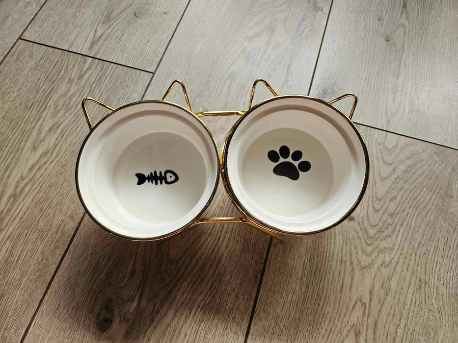 Miski miska dla psa na karmę i wodę dla kota złote  glamour eleganckie