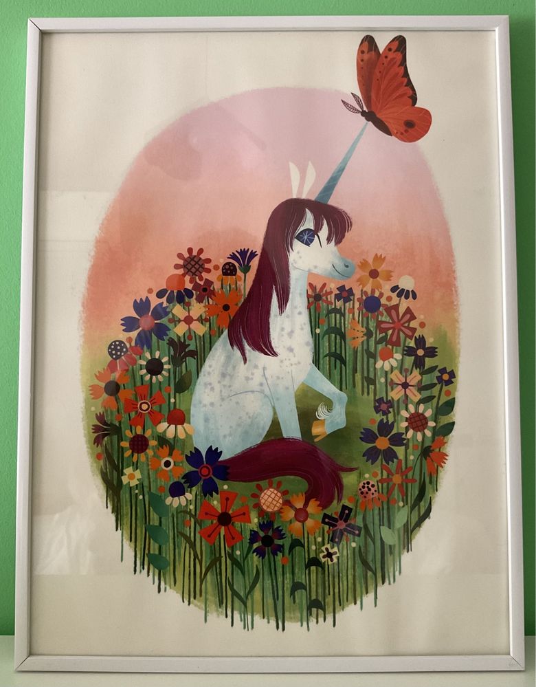 Quadro Infantil (Uni the Unicorn - In the Flowers) - 30x40