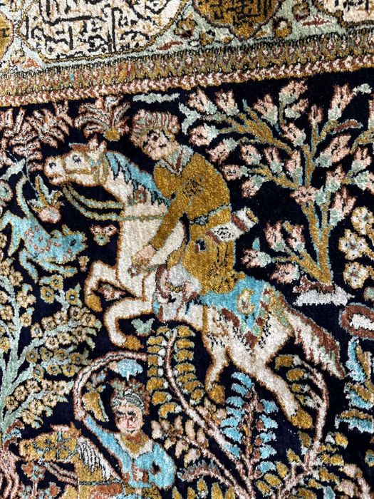 Jedwabny postaciowy dywan perski  GHOUM / GHOM 175x110 gal.40 tyś