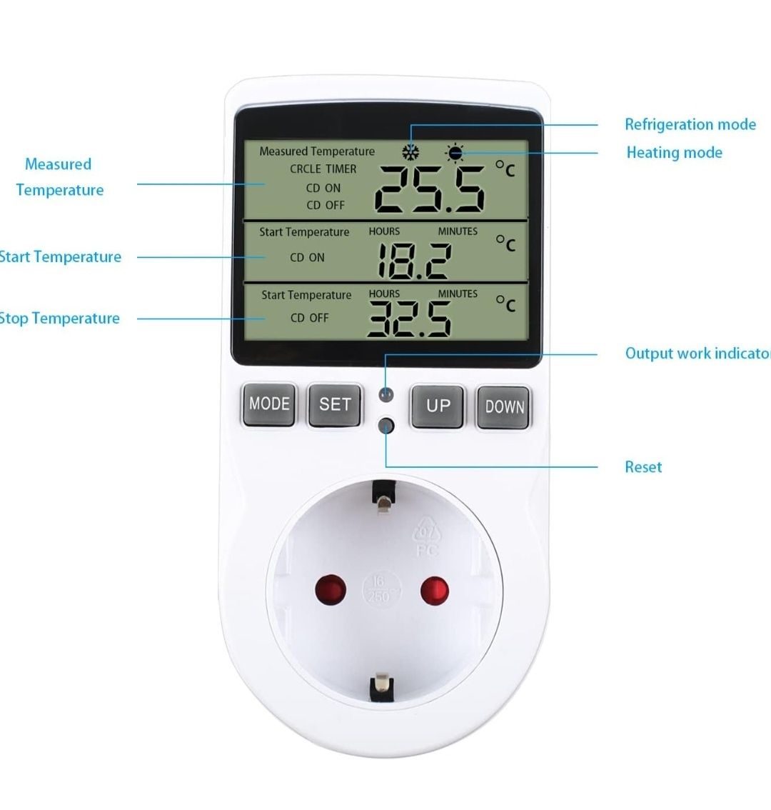 Regulator temperatury 230 V z timerem i sondą, przełącznik termostatu