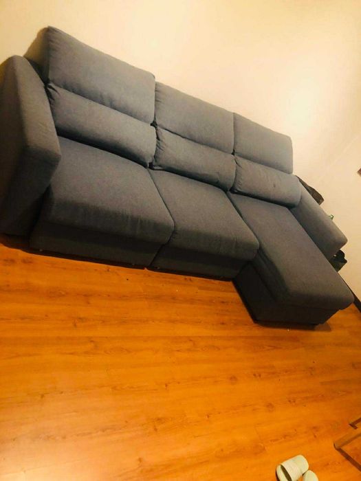 Sofá 3 lugares c/chaise longue, azul ikea