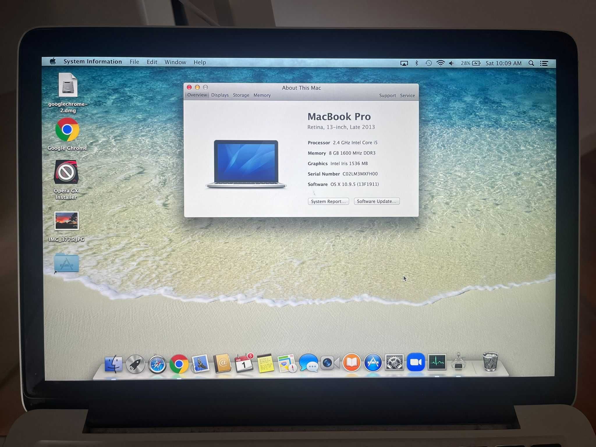Macbookpro Model A1502 13-Inch 2013 Retina 8GB RAM Intel Core i5