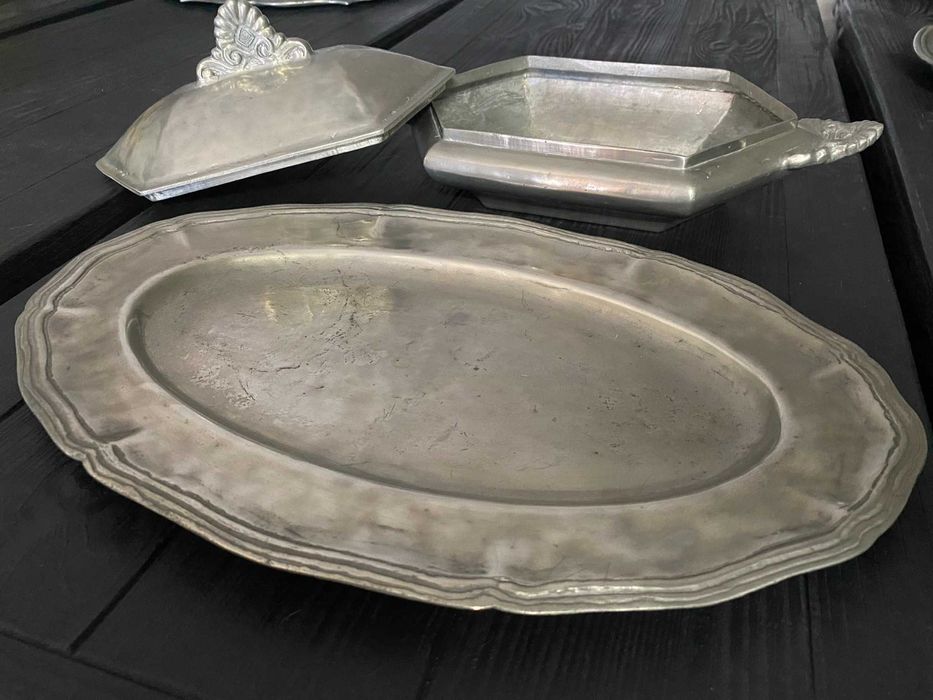 Terrina com respetiva bandeja 95% Puro Estanho