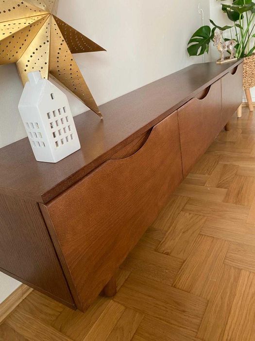 Drewniana szafka RTV 170cm z szufladą na prowadnicach dolnego montażu