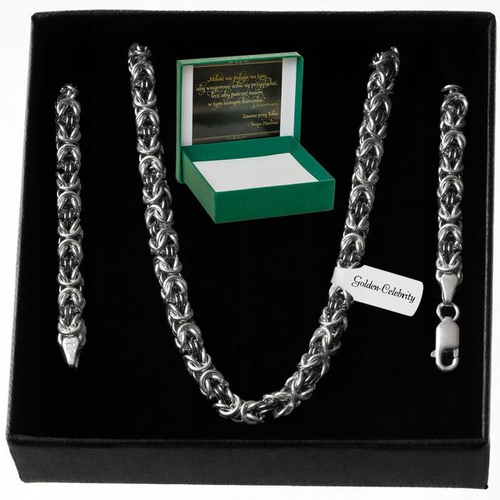 Męska Biżuteria Srebrna / Królewski Łańcuszek Próby 925 + Dedykacja 55