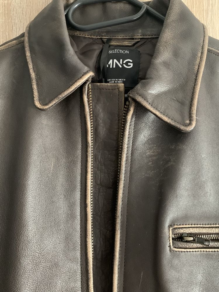 Mango kurtka skórzana oversize dad leather jacket nowa M