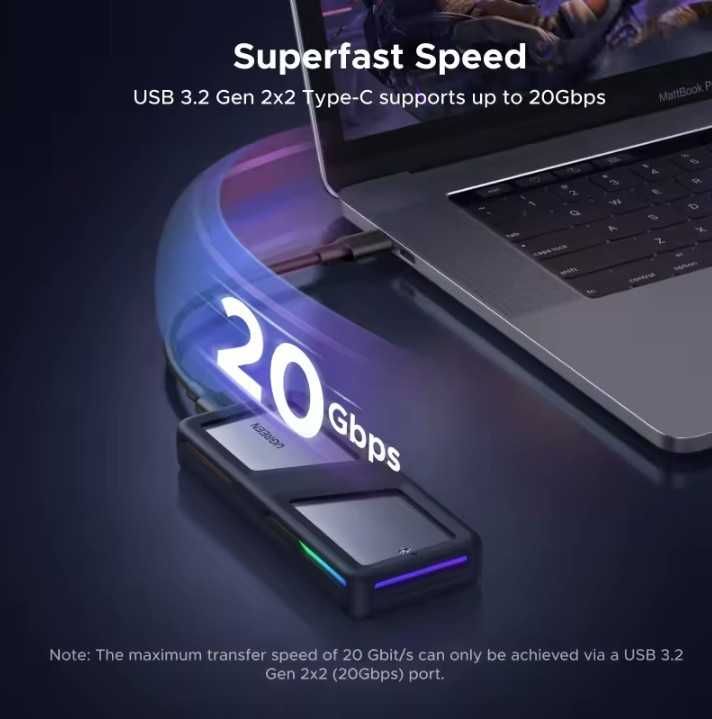 Ugreen CM777 SSD карман M2 NVME/SATA | USB + чохол