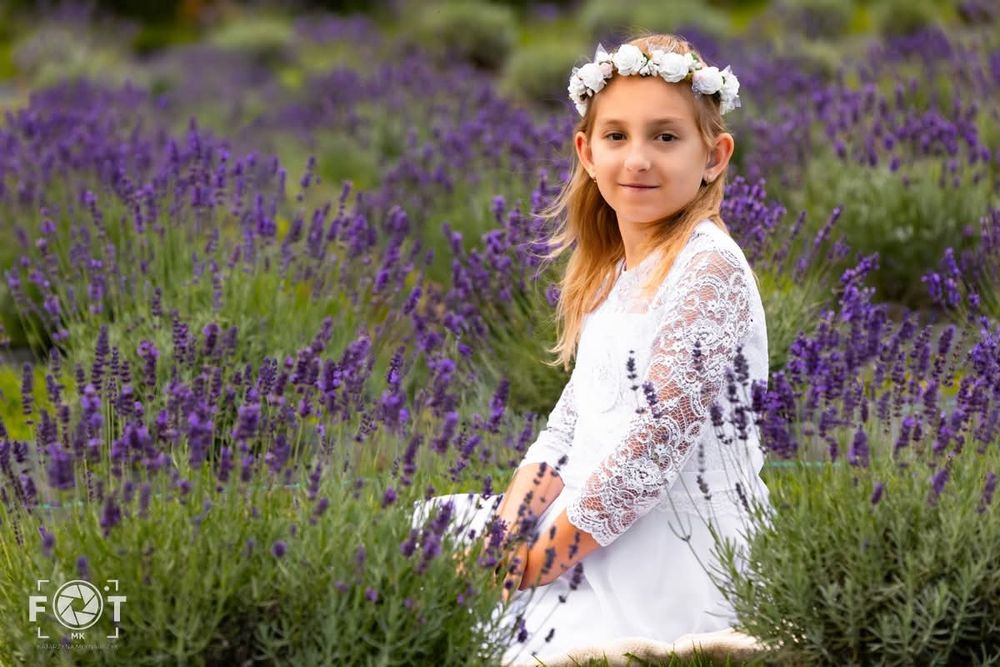 Sukienka komunijna EMMA, bolerko, wianek Stan idealny 146/152