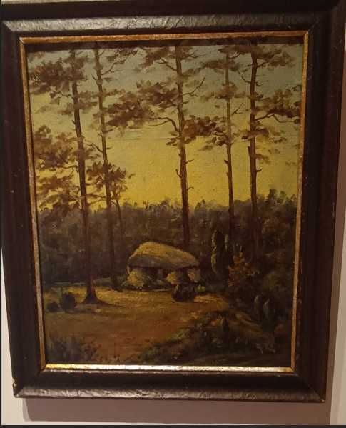 Stary obraz Pejzaż podpisany