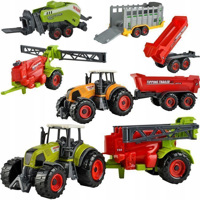 Duży Zestaw Traktory Maszyny Rolnicze Traktor Ciągnik Przyczepa