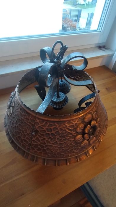 Miedziana lampa retro rustykalna rękodzieło