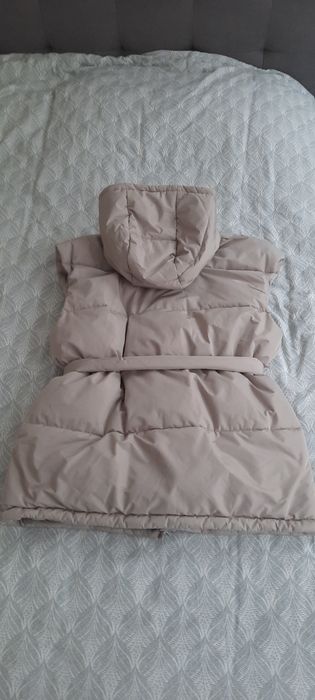 Жилет Rikkyhype подовжений осінньо-весняний з поясом та капюшоном, сір