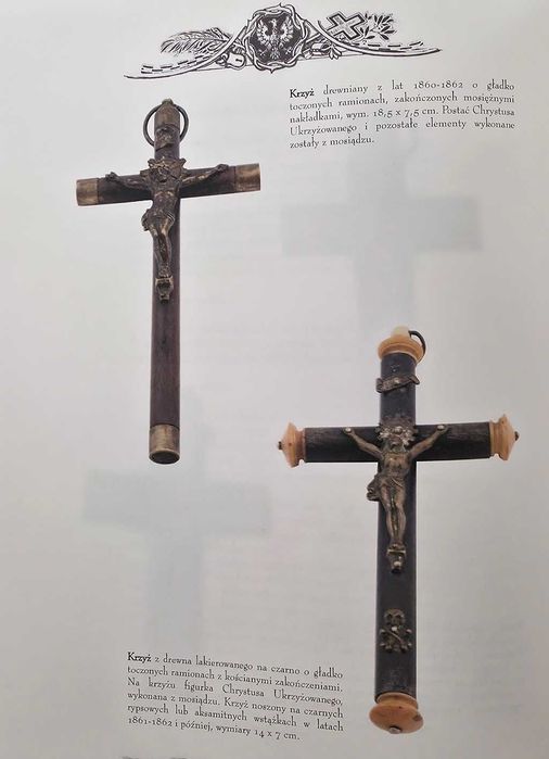 Krucyfiks patriotyczny po Powstaniu Styczniowym 1863 r. kość i srebro