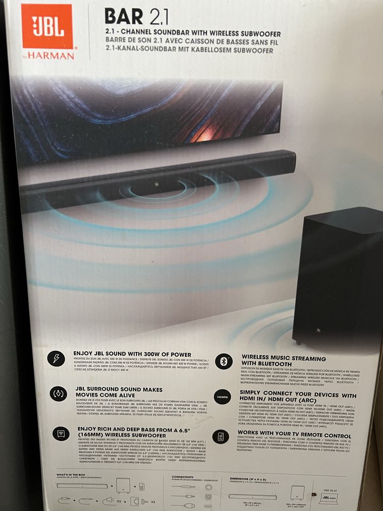 Саундбар JBL Bar 2.1 Black (JBLBAR21BLKEP)