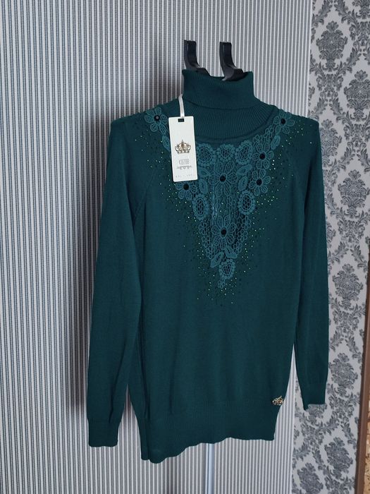 KAZEE Турція жіночий світерок, гольф зі стразами і мереживом