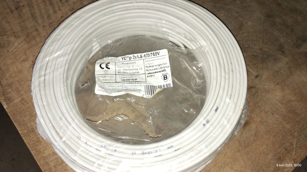 Kabel przewód elektryczny ELPAR YDY 3x1,5 oraz DAMIR 2x1,5
