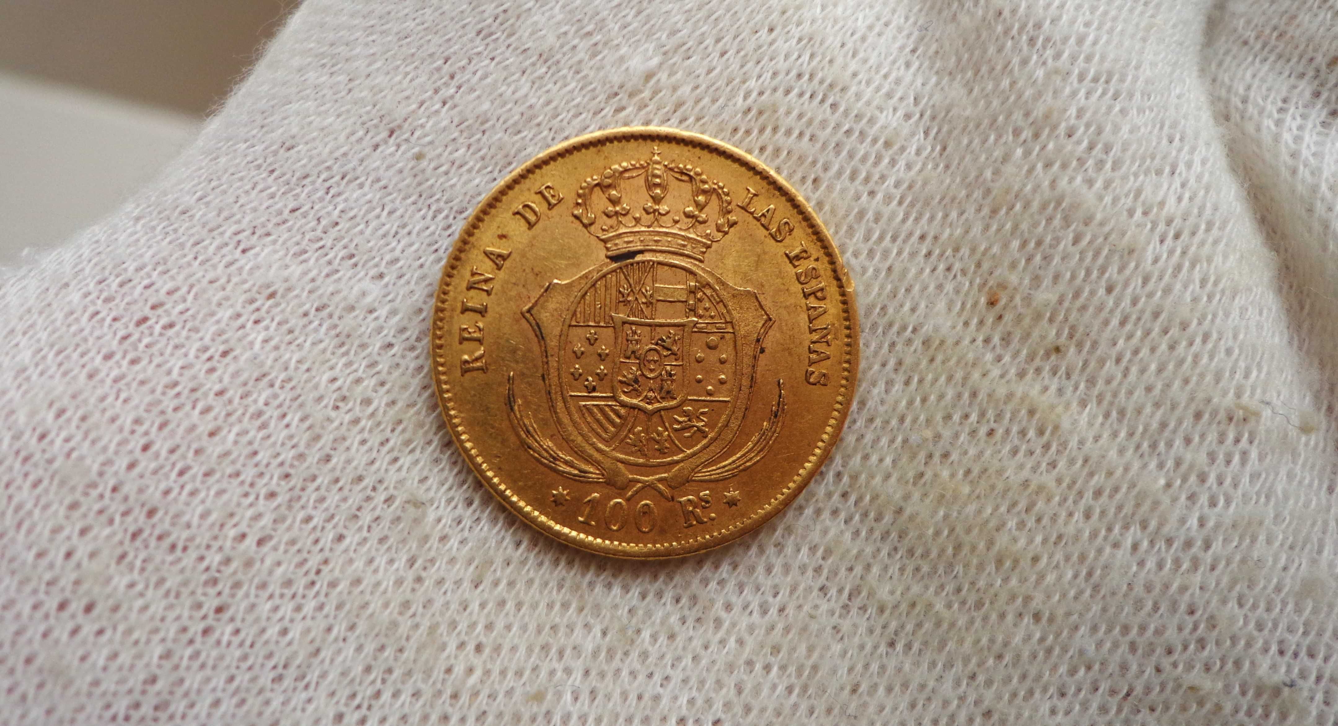 moeda ouro 100 reales 1862 Isabel 2ª - Espanha