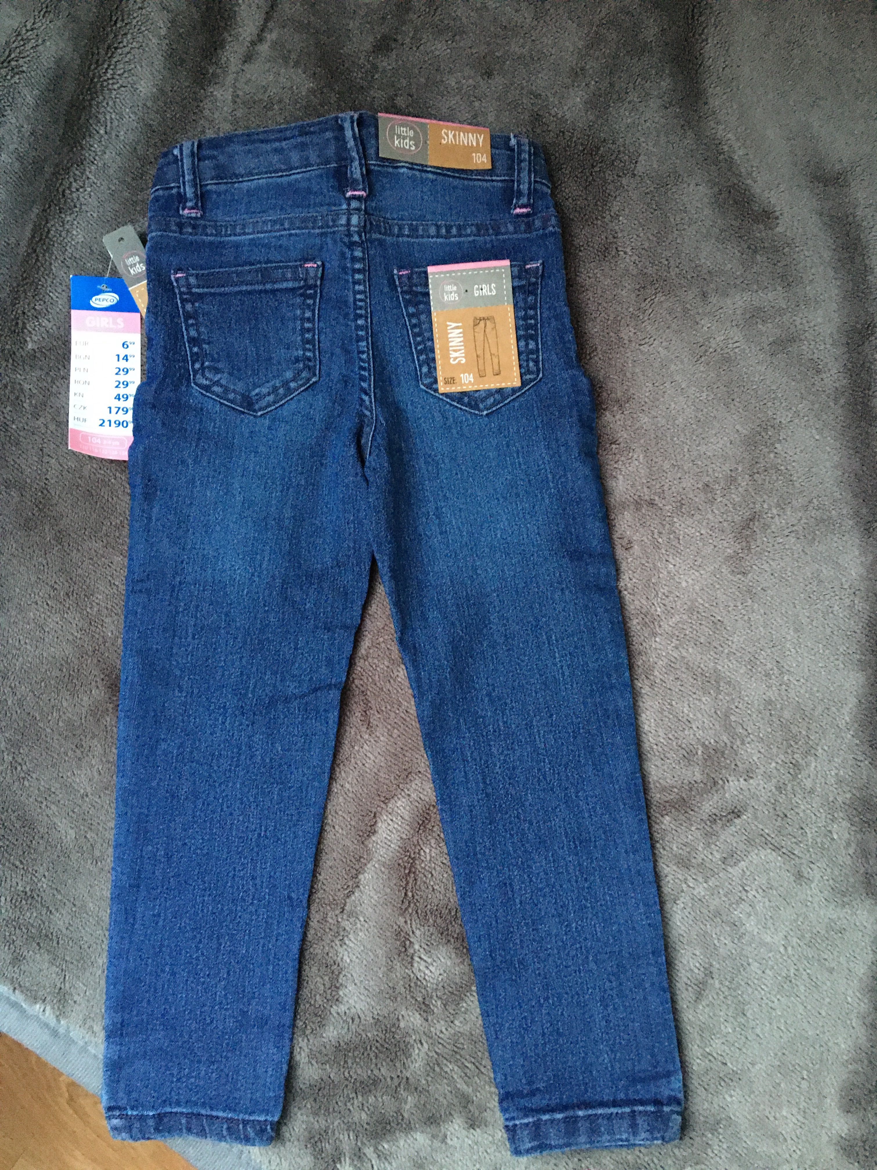 2 pary Nowe Spodnie jeansy dla dziewczynki rozmiar 104.