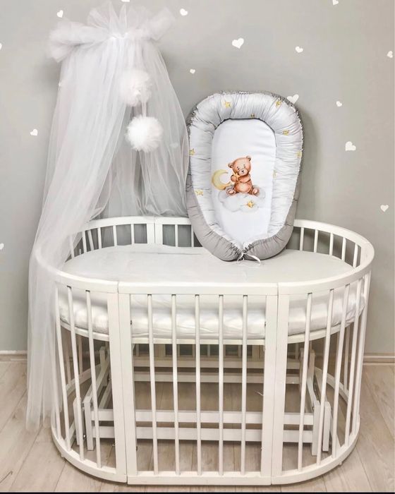 Łożeczko dziecięce 7w1 nowe okrągle owalne, kojec przewijak