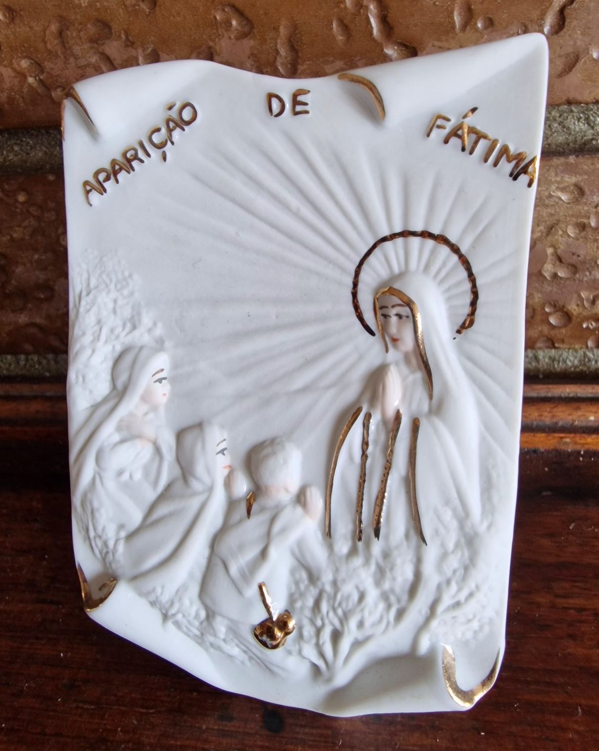 Estatueta "Aparição de Fátima" Porcelana Jopaf Made in Portugal 80s