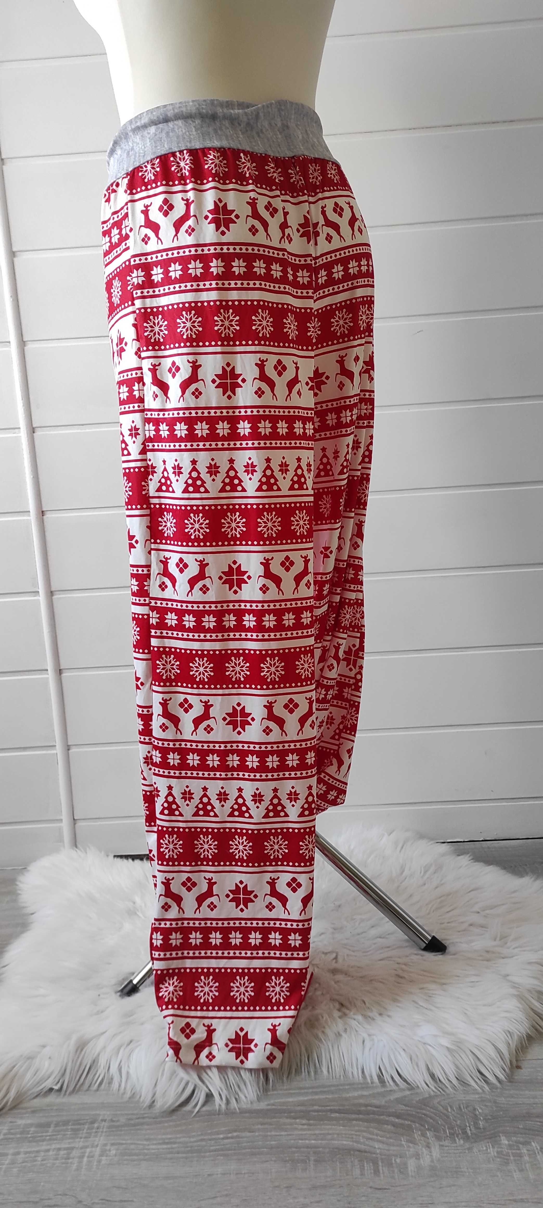 Piżama Spodnie Czerwono Białe Renifery Świąteczne XXL