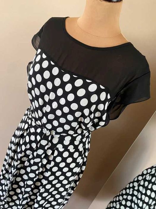 sukienka midi siatka groszki kropki  rozkloszowana xxxl 52 50 +size