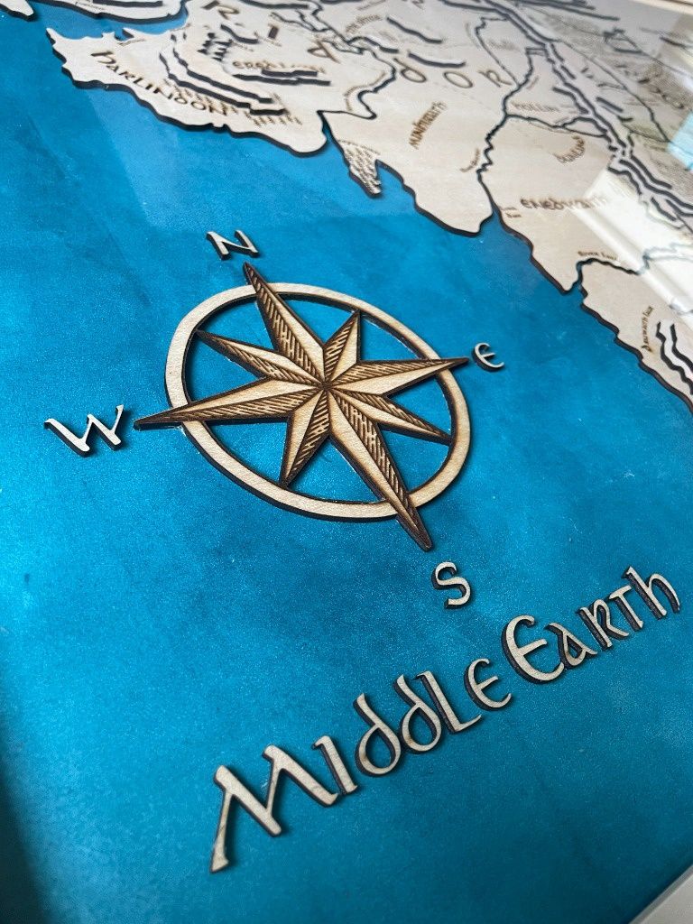 Władca Pierścieni mapa 3D drewno