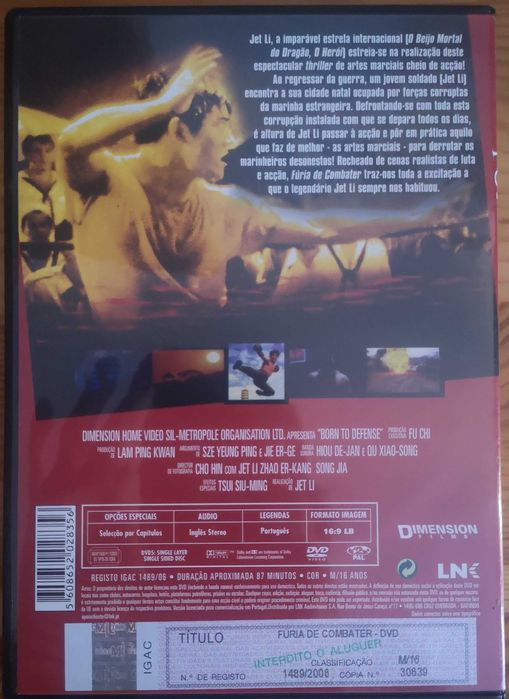 DVD "Fúria de Combater" de Jet Li