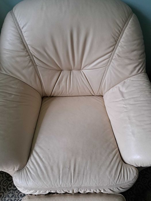 fotel skórzany Kler z pufą