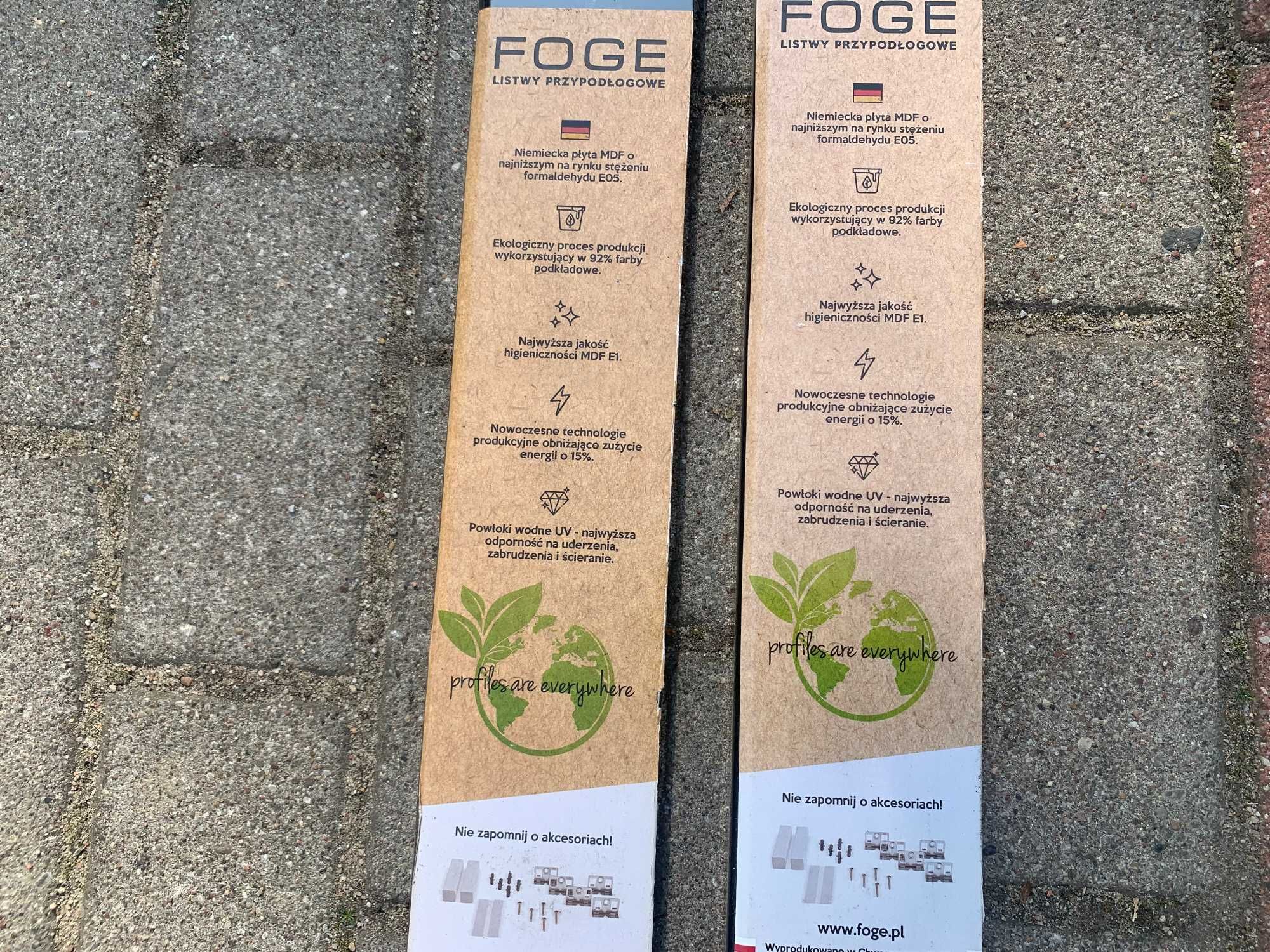 2 szt Foge LB1 nowa w folii listwa przypodłogowa 8/200cm czarny półmat