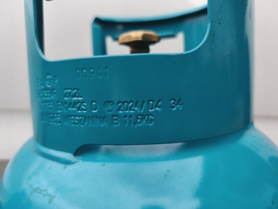 Butla gazowa 11kg z PRAWIE POŁOWĄ gazu propan-butan, stan JAK NOWA!