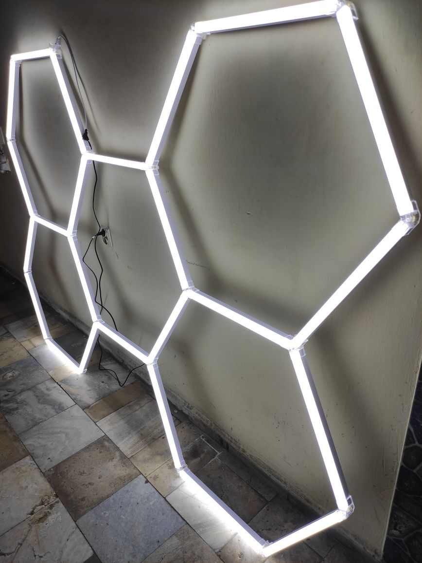 Lampa led hexagon warsztat studio barber garaż salon kosmetyczny