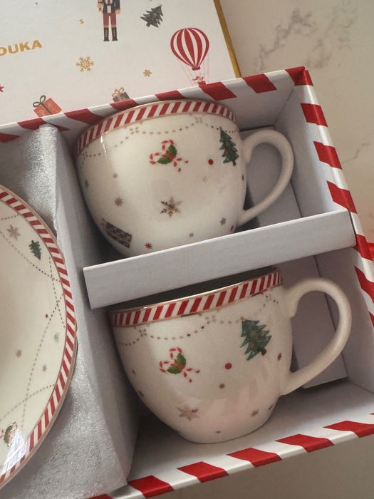 Filiżanki świąteczne DUKA LYCKLIG 200 ml 2 szt. porcelanowe
