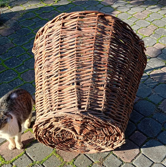 duży kosz wiklinowy używany