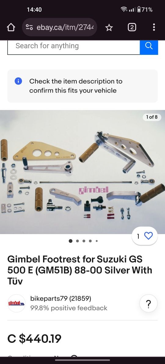 Sportowe podnóżki sety Suzuki GS 500 (gm51b)88-00r Gimbel