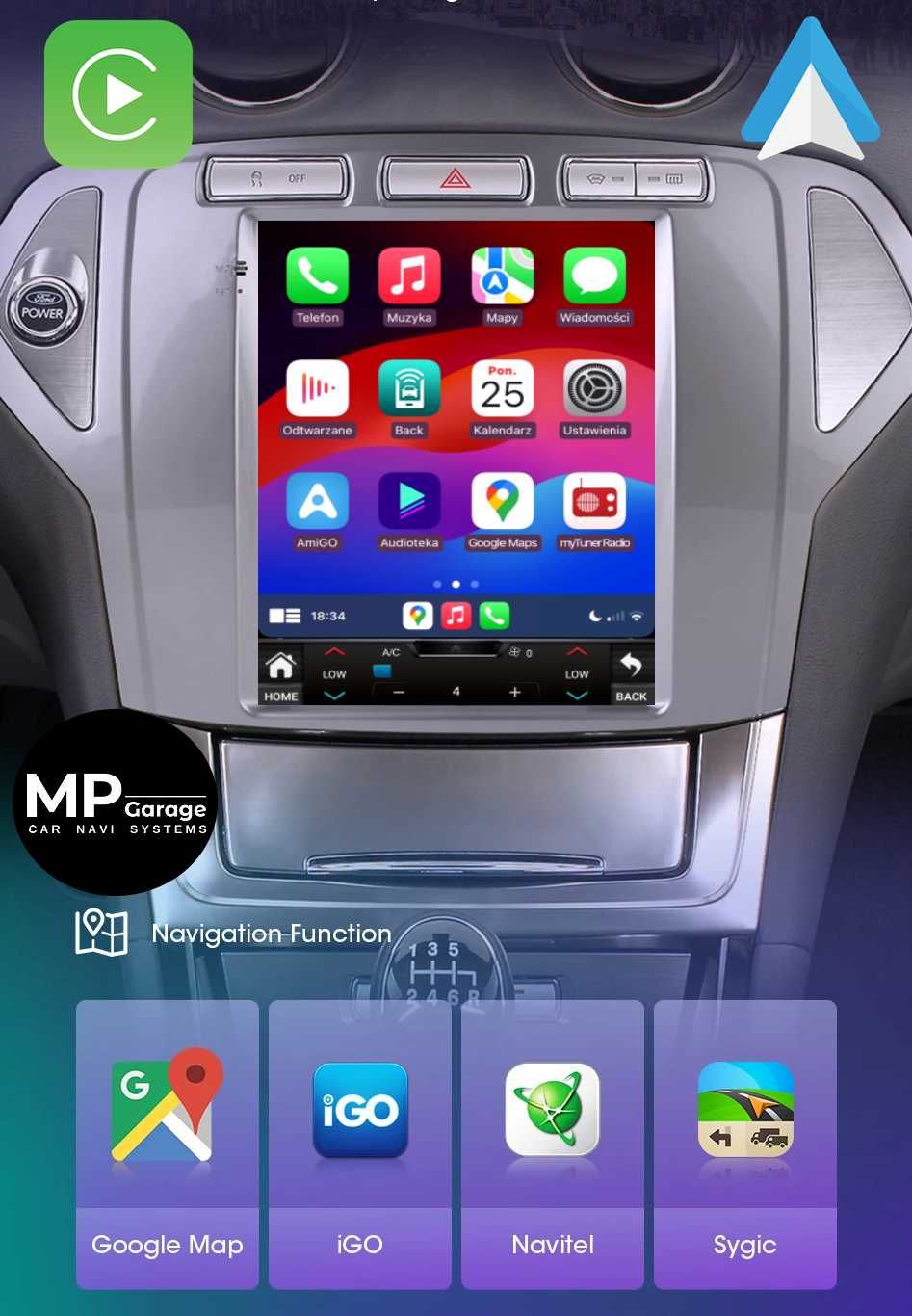 Radio Ford Mondeo MK4 Android Qled TESLA CarPlay/AA 4G Montaż