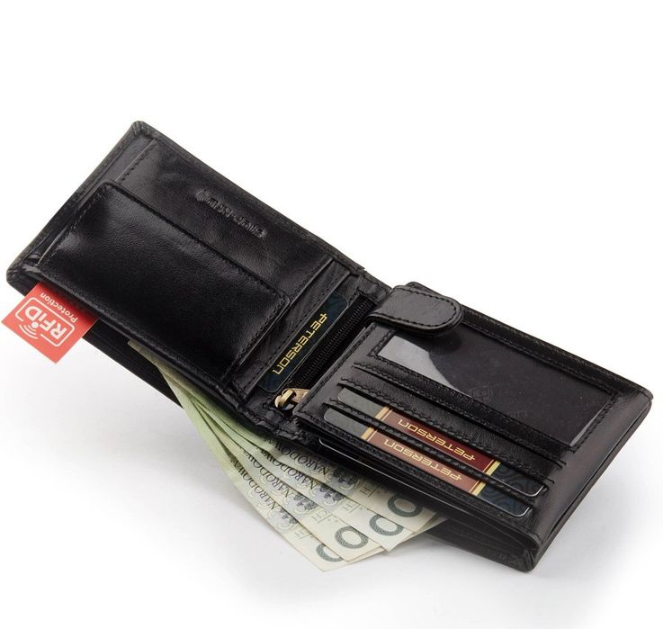 skórzany portfel męski z ochroną kart zbliżeniowych - peterson