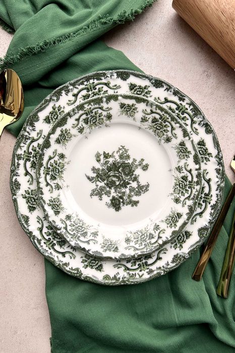 Serviço de louça antigo em porcelana, 24 peças.Premium Antique Verde