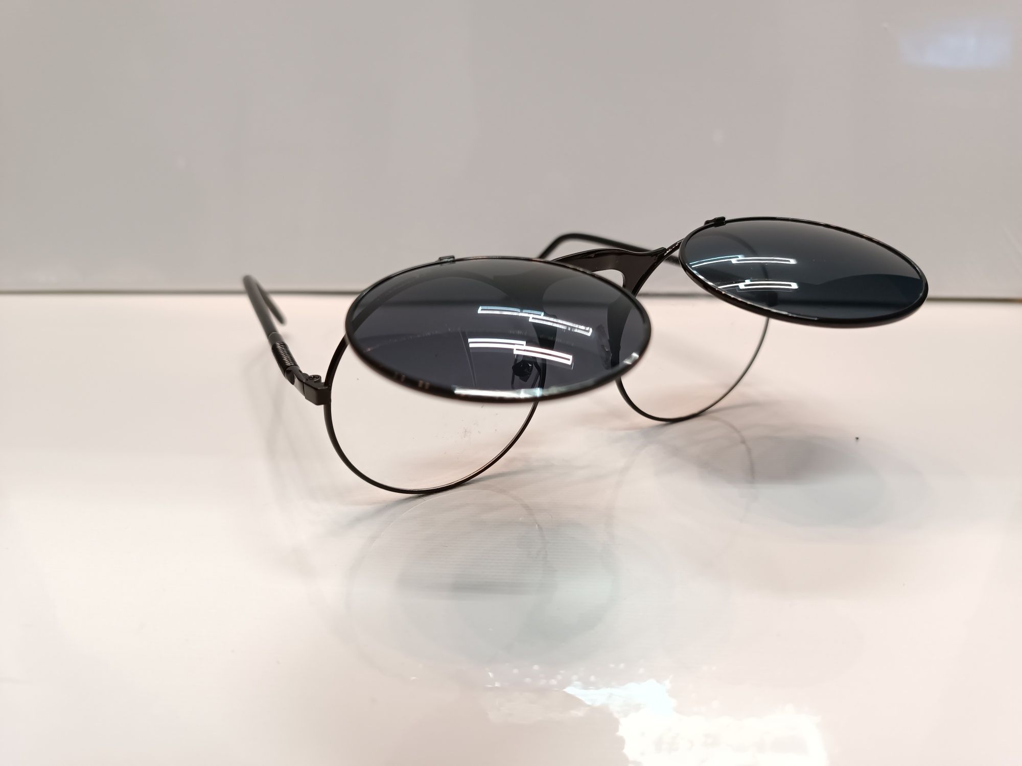 Okulary przeciwsłoneczne okrągłe lenolki steampunk podwójne