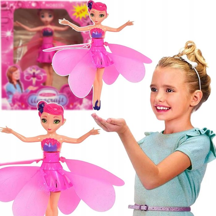 Magiczna Lalka Sterowana Ręką Latająca Wróżka Różowa Skrzydła Usb + Ak