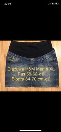 Mama H&M XL ciążowa jeansowa z przetarciami spódnica niebieska