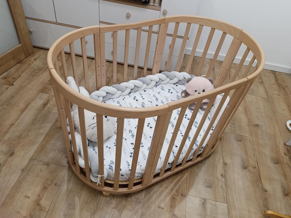 Łóżeczko 7w1 owalne Waldin materac Rucken