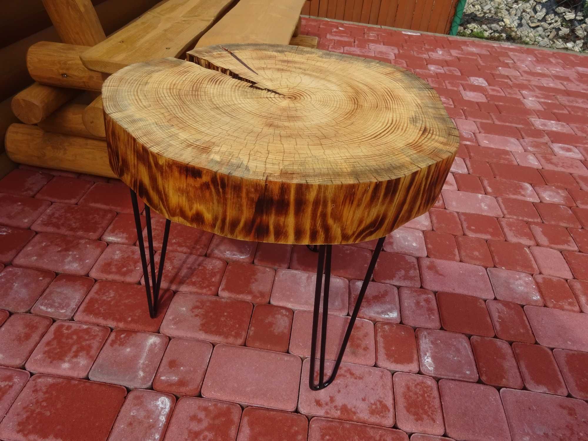 drewniany stolik stół na ogród balkon do domu drewno okrągły 50 cm