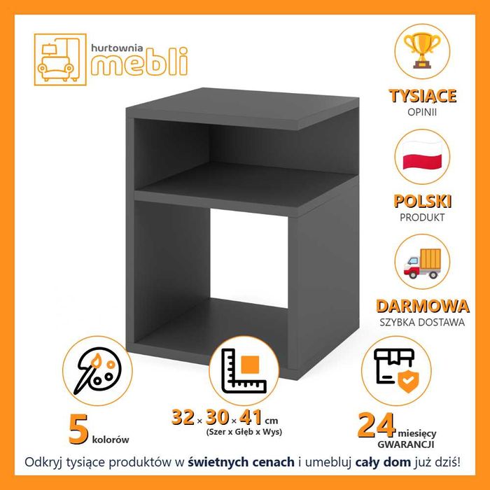 Szafka Nocna Do Sypialni Bez Szuflad Nowoczesna Flip 32cm Stolik Loft
