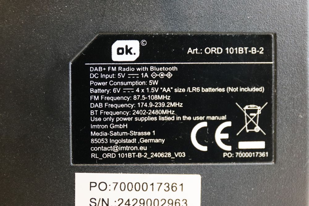 OK. ord 101BT-B-2   Fm радио ,  bluetooth